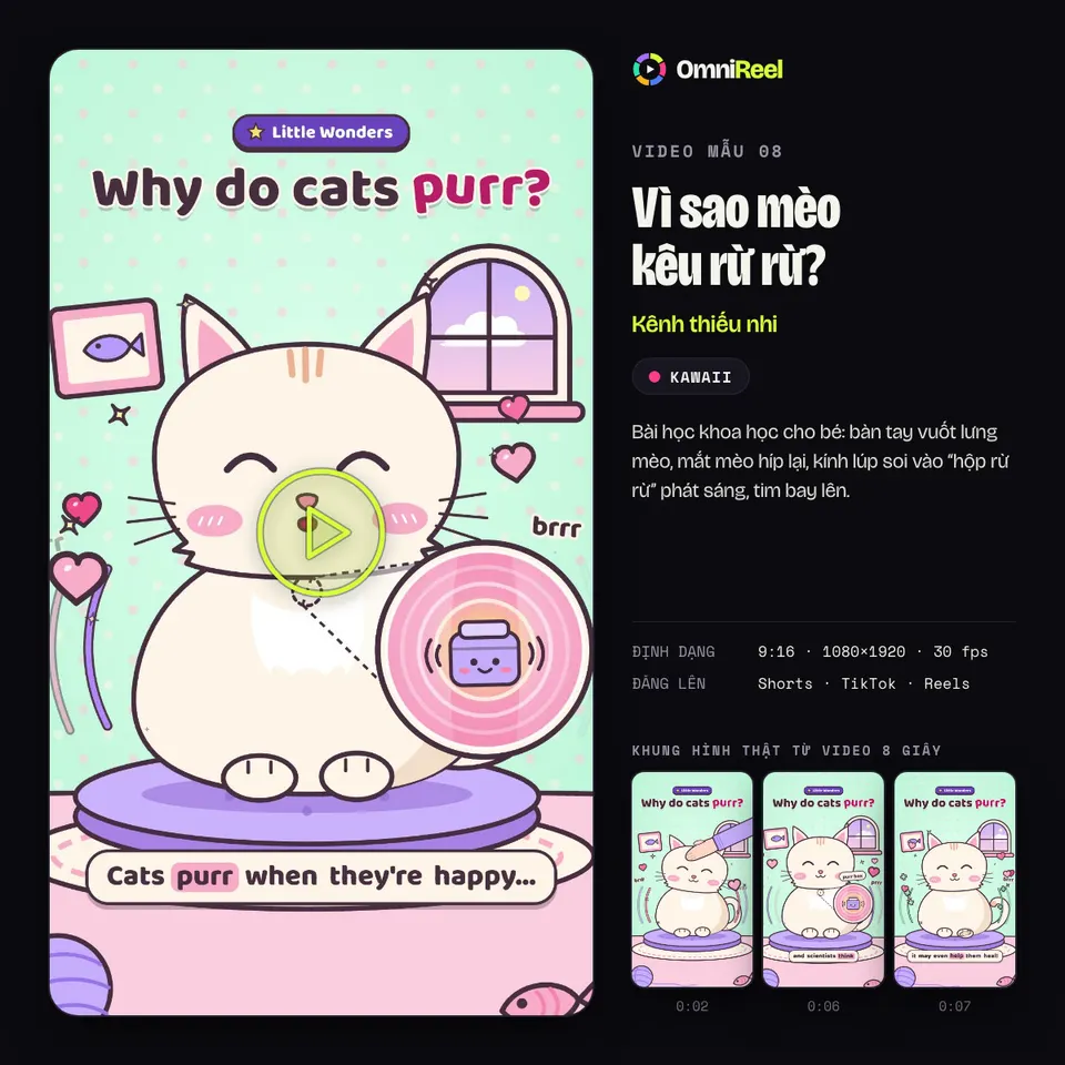 OmniReel — Vì sao mèo kêu rừ rừ?