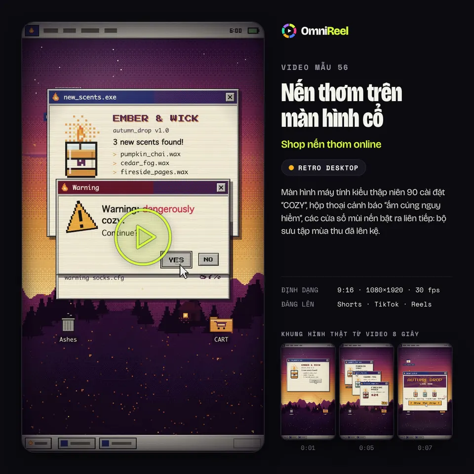 OmniReel — Nến thơm trên màn hình cổ