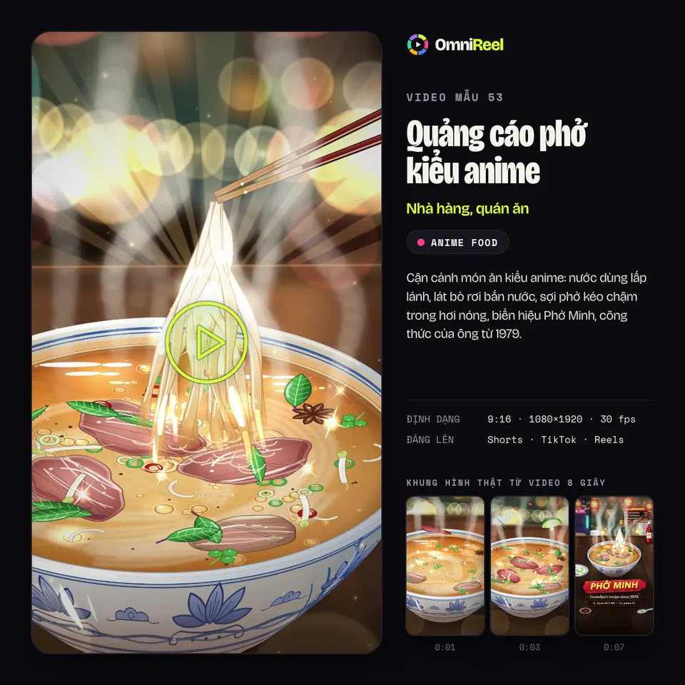 OmniReel — Quảng cáo phở kiểu anime
