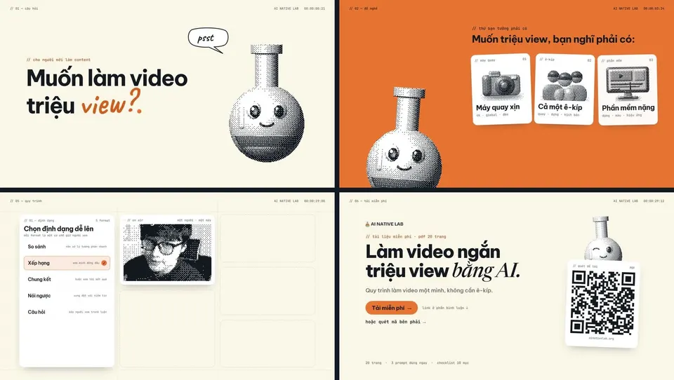 AINL Studio — Mascot dither · thẻ UI · 16:9