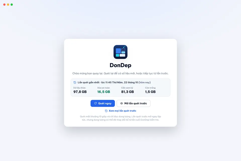 DonDep — Từ lần mở thứ hai