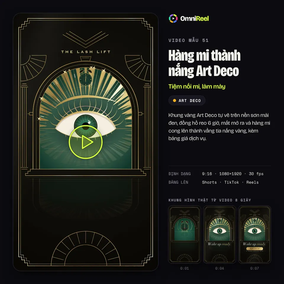 OmniReel — Hàng mi thành nắng Art Deco