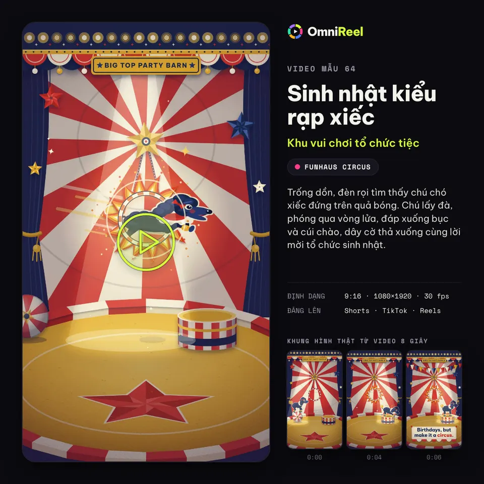 OmniReel — Sinh nhật kiểu rạp xiếc